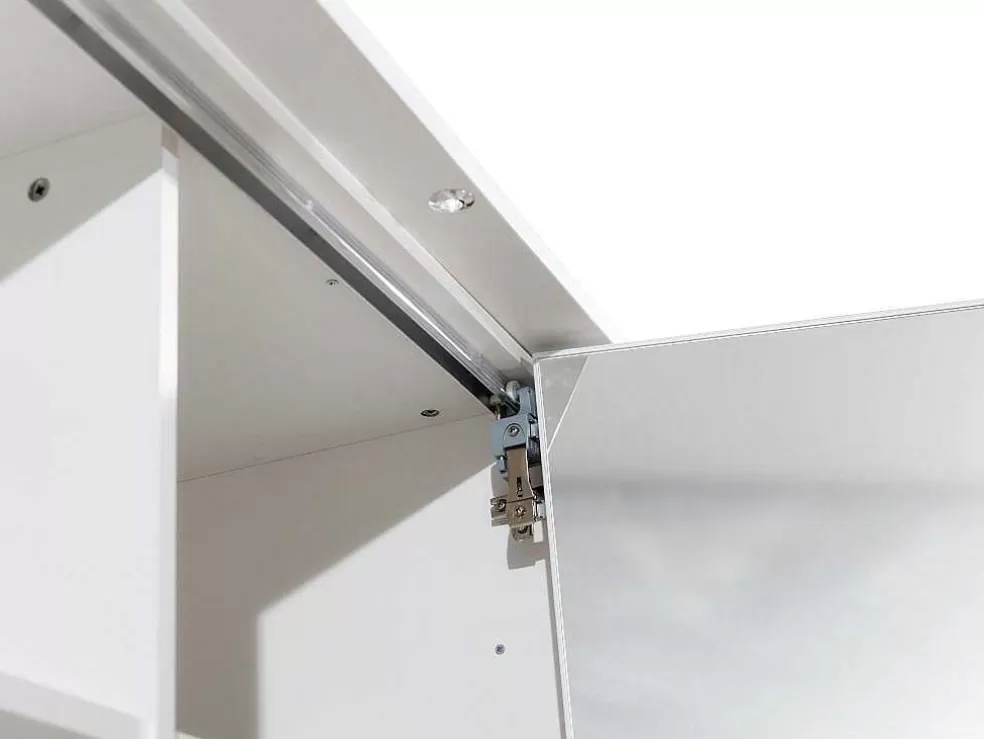 Vente-unique Roupeiro 2 Portas Com Espelho E Leds De C255 Cm Cor Branco - Ingina* Armário E Roupeiro