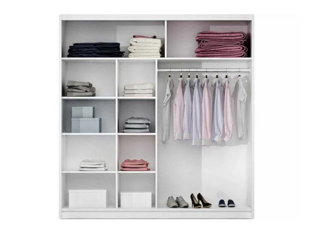 Vente-unique Roupeiro 2 Portas Corredicas Com Espelho De C203 Cm Cor Branco - Autlan* Armário E Roupeiro