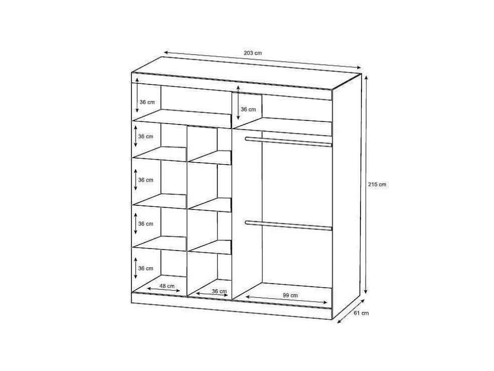 Vente-unique Roupeiro 2 Portas Corredicas Com Espelho De C203 Cm Cor Branco - Autlan* Armário E Roupeiro