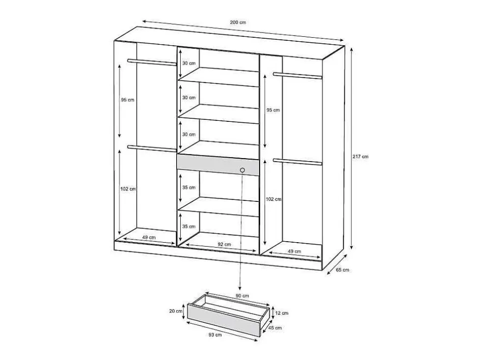 Vente-unique Roupeiro 6 Portas E 1 Gaveta Com Espelho De C200 Cm Cor Branco - Zadia* Armário E Roupeiro