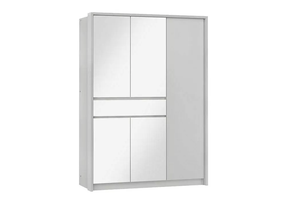 Vente-unique Roupeiro 5 Portas E 1 Gaveta Com Espelho De C157 Cm Cor Branco - Zadia* Armário E Roupeiro