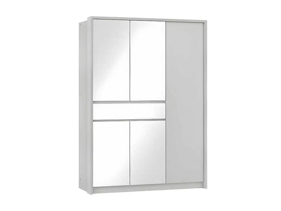 Vente-unique Roupeiro 5 Portas E 1 Gaveta Com Espelho De C157 Cm Cor Branco - Zadia* Armário E Roupeiro