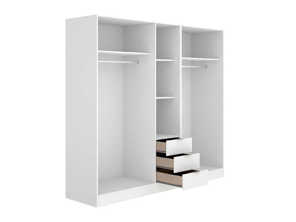 Vente-unique Roupeiro 5 Portas E 3 Gavetas C202 Cm Branco - Listowel* Armário E Roupeiro
