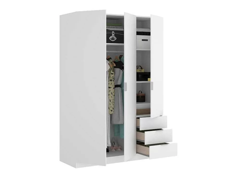 Vente-unique Roupeiro 3 Portas E 3 Gavetas C121 Cm Branco - Listowel* Armário E Roupeiro