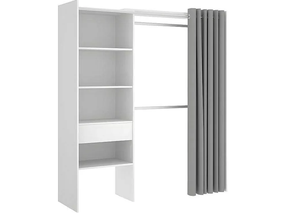 Vente-unique Roupeiro Aberto De Canto Extensivel De C164/214 Cm Cor Branco E Cinza - Gontran* Armário E Roupeiro
