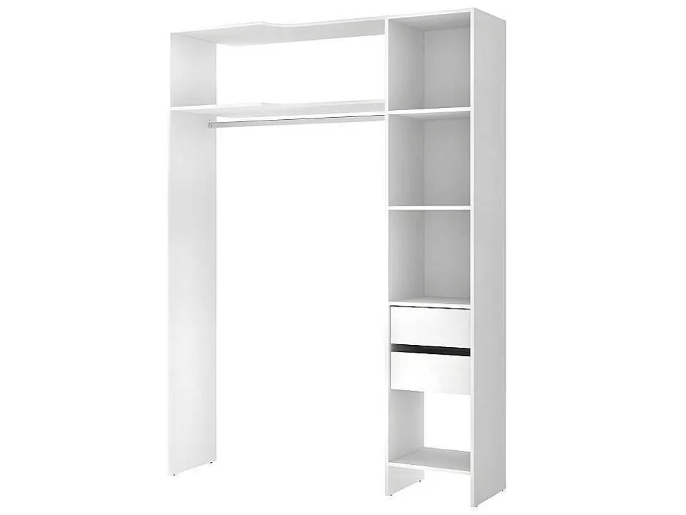 Vente-unique Roupeiro Aberto De Canto Extensivel De C164/214 Cm Cor Branco E Cinza - Gontran* Armário E Roupeiro