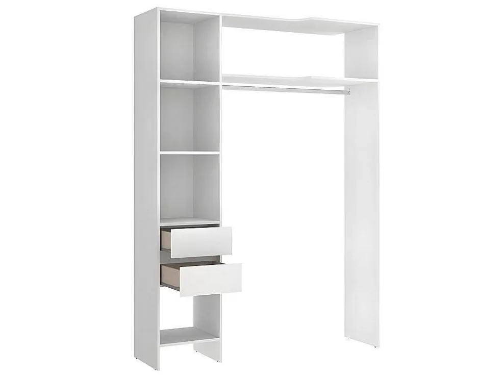Vente-unique Roupeiro Aberto De Canto Extensivel De C164/214 Cm Cor Branco E Cinza - Gontran* Armário E Roupeiro