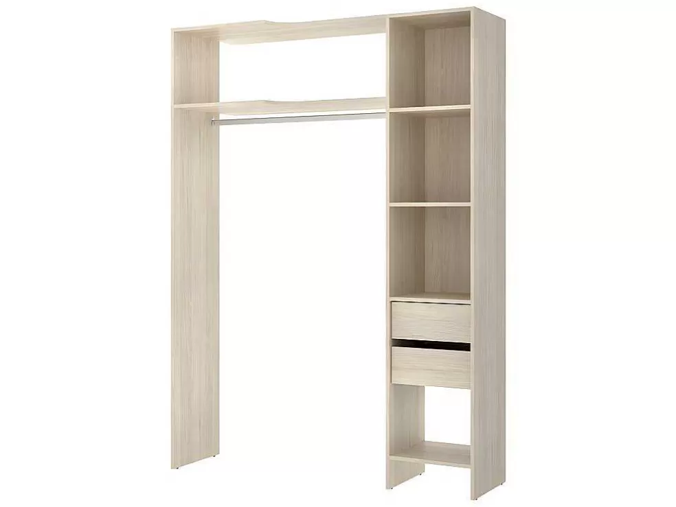 Vente-unique Roupeiro Aberto De Canto Extensivel De C164/214 Cm Cor Carvalho E Cinza - Gontran* Armário E Roupeiro