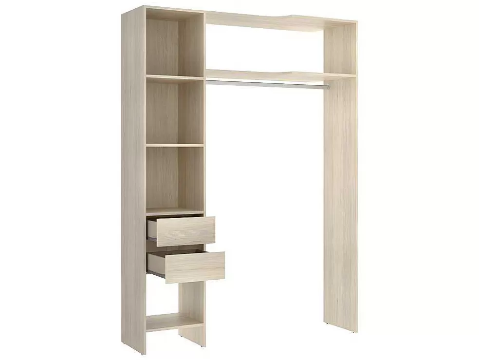 Vente-unique Roupeiro Aberto De Canto Extensivel De C164/214 Cm Cor Carvalho E Cinza - Gontran* Armário E Roupeiro