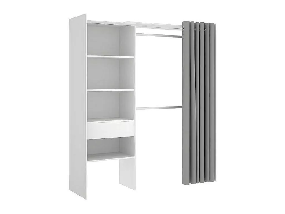 Vente-unique Roupeiro Aberto Extensivel C.110/160 Cm Branco E Cinza - Laurent* Armário E Roupeiro