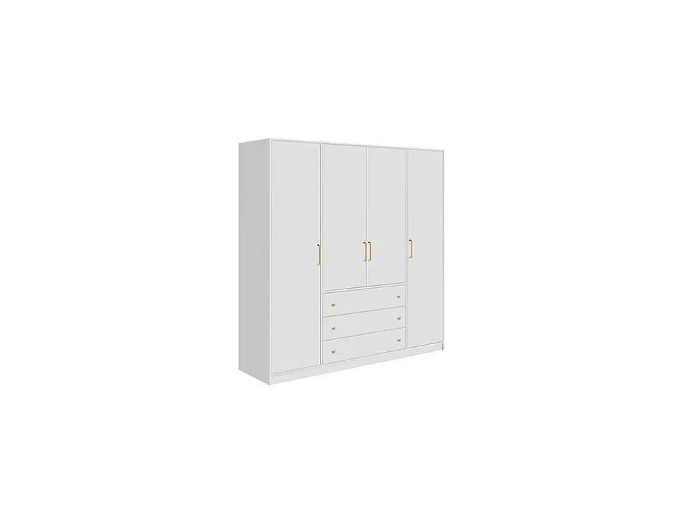 Vente-unique Roupeiro Com 4 Portas E 3 Gavetas C196 Cm Branco - Lizandro* Armário E Roupeiro