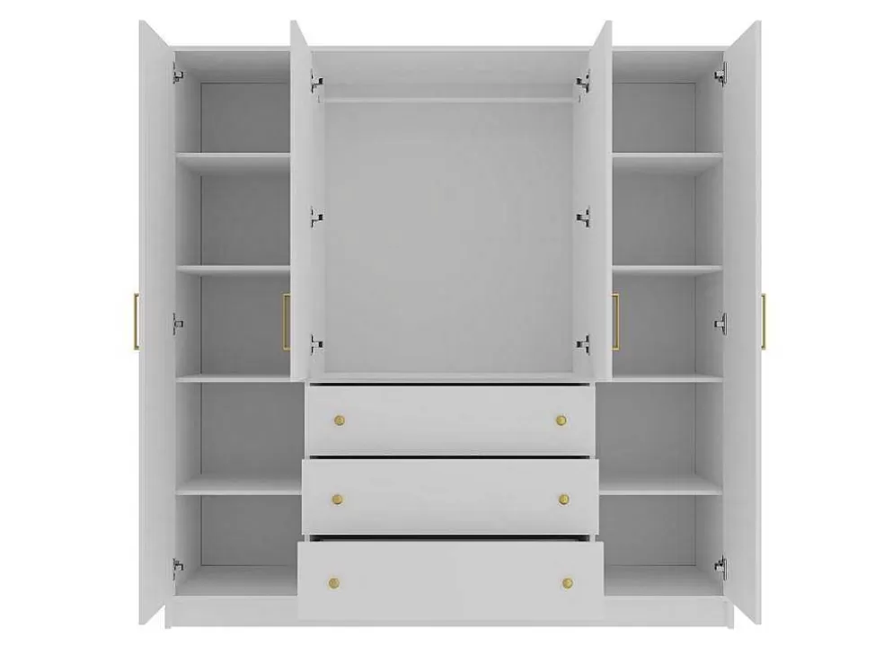 Vente-unique Roupeiro Com 4 Portas E 3 Gavetas C196 Cm Branco - Lizandro* Armário E Roupeiro