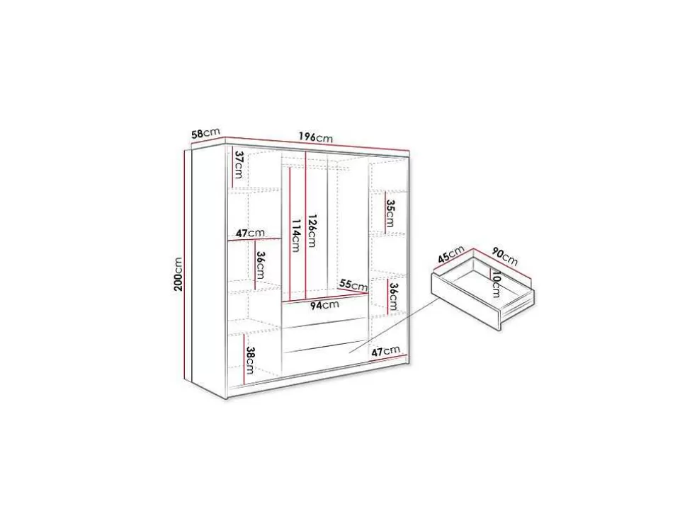 Vente-unique Roupeiro Com 4 Portas E 3 Gavetas C196 Cm Branco - Lizandro* Armário E Roupeiro