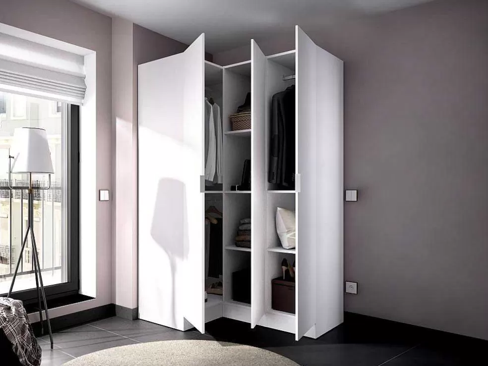 Vente-unique Roupeiro De Canto 3 Portas C132 Cm Branco - Listowel* Armário E Roupeiro
