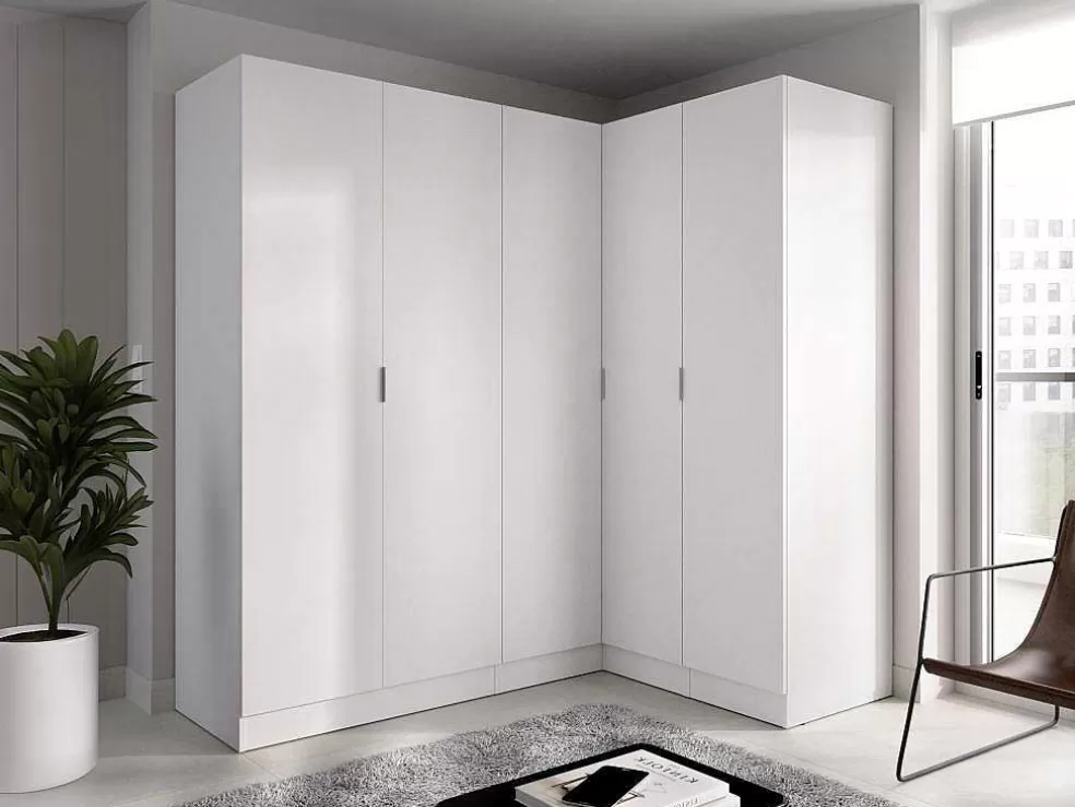 Vente-unique Roupeiro De Canto 5 Portas C173 Cm Branco - Listowel* Armário E Roupeiro