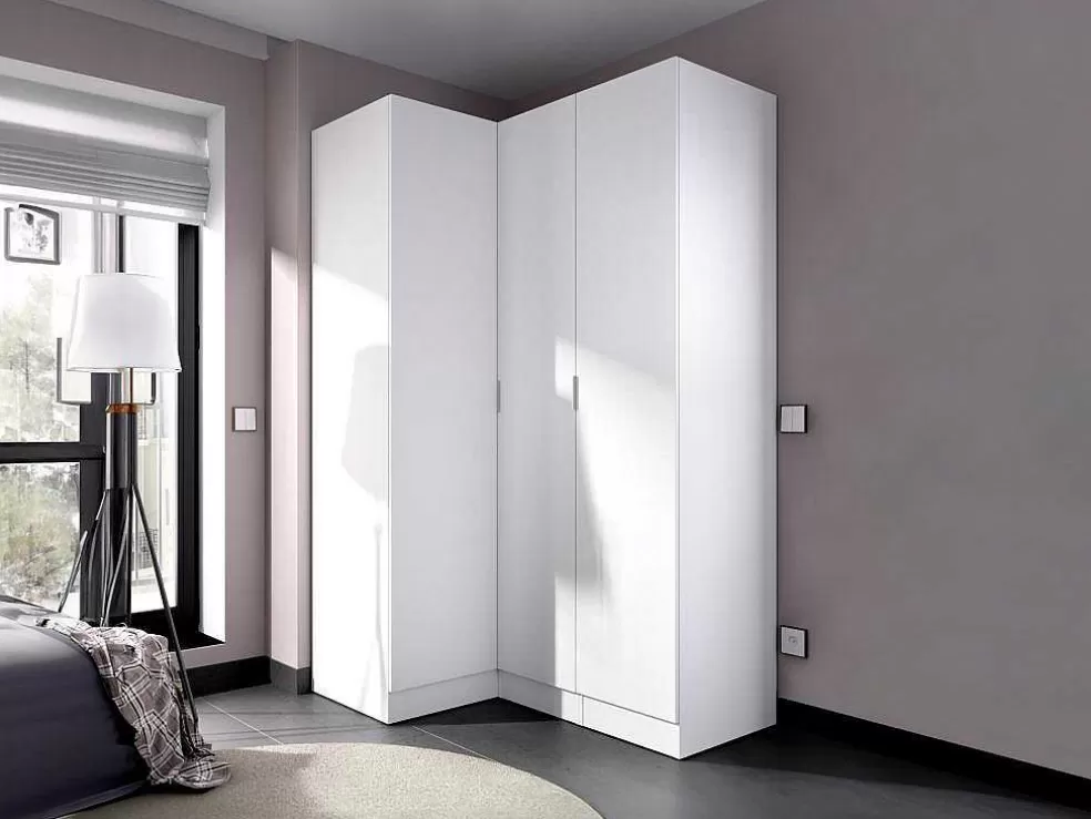 Vente-unique Roupeiro De Canto 3 Portas C132 Cm Branco - Listowel* Armário E Roupeiro