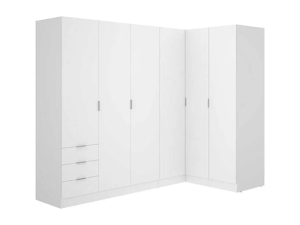 Vente-unique Roupeiro De Canto 6 Portas E 3 Gavetas C213 Cm Branco - Listowel* Armário E Roupeiro
