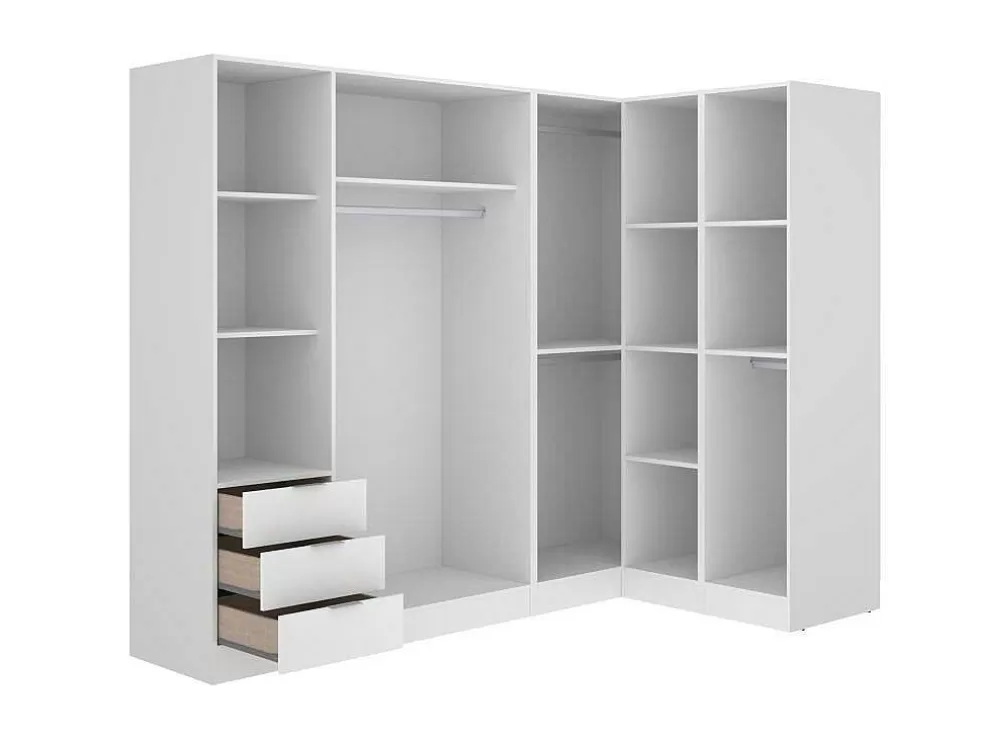 Vente-unique Roupeiro De Canto 6 Portas E 3 Gavetas C213 Cm Branco - Listowel* Armário E Roupeiro
