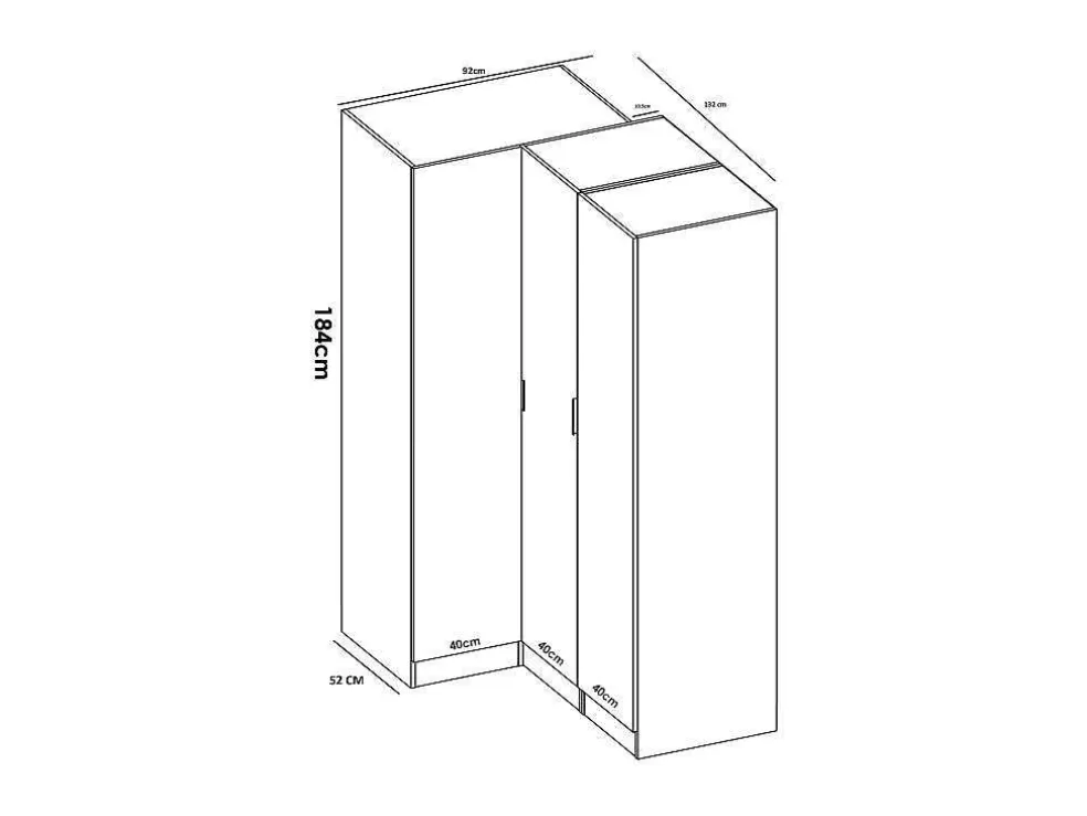 Vente-unique Roupeiro De Canto 6 Portas E 3 Gavetas C213 Cm Branco - Listowel* Armário E Roupeiro