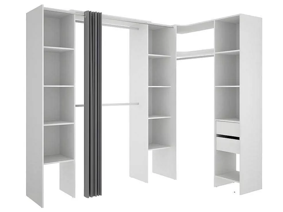 Vente-unique Roupeiro De Canto Extensivel De C164/234 Cm Cor Branco E Cinza - Dorian* Armário E Roupeiro
