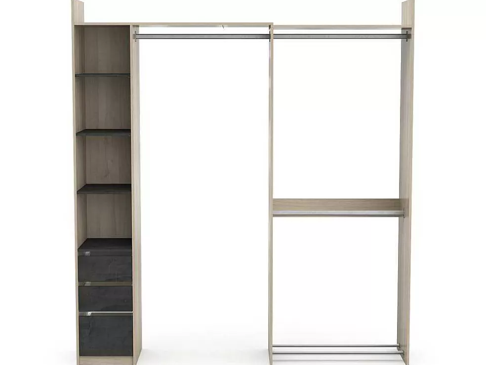 Vente-unique Roupeiro Modular De Canto Ou Retilineo C200 Cm Cor Natural E Preto - Emilyo* Armário E Roupeiro
