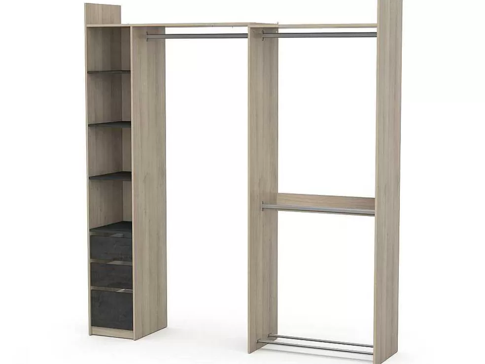 Vente-unique Roupeiro Modular De Canto Ou Retilineo C200 Cm Cor Natural E Preto - Emilyo* Armário E Roupeiro