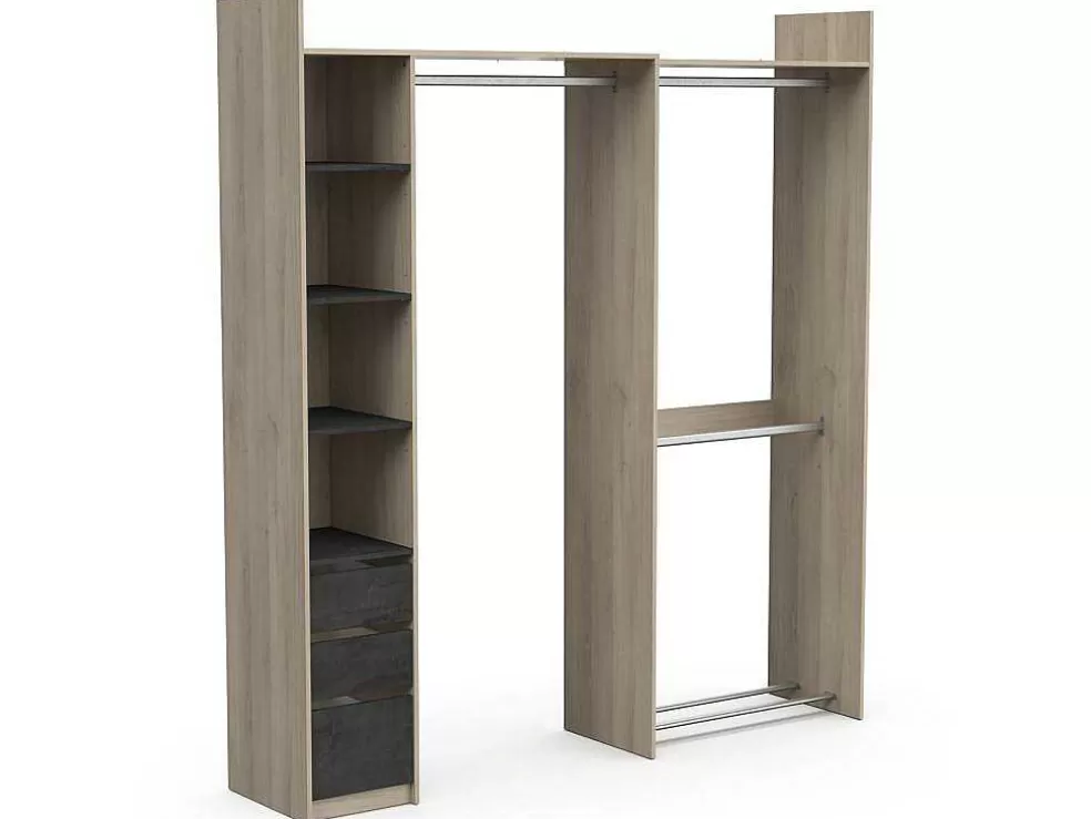 Vente-unique Roupeiro Modular De Canto Ou Retilineo C200 Cm Cor Natural E Preto - Emilyo* Armário E Roupeiro