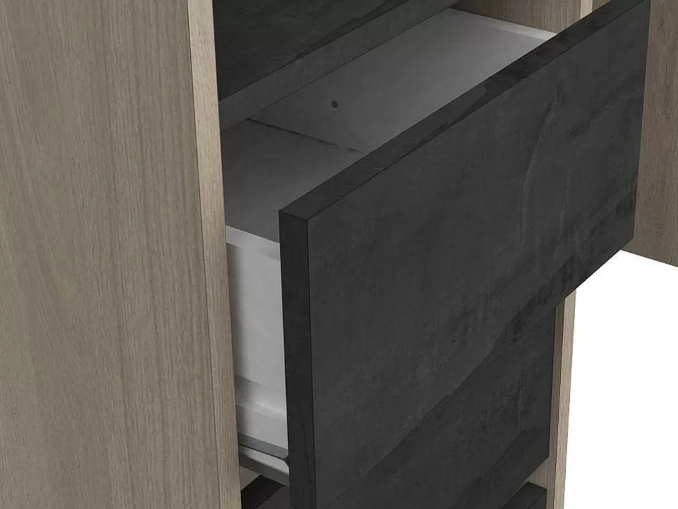 Vente-unique Roupeiro Modular De Canto Ou Retilineo C200 Cm Cor Natural E Preto - Emilyo* Armário E Roupeiro