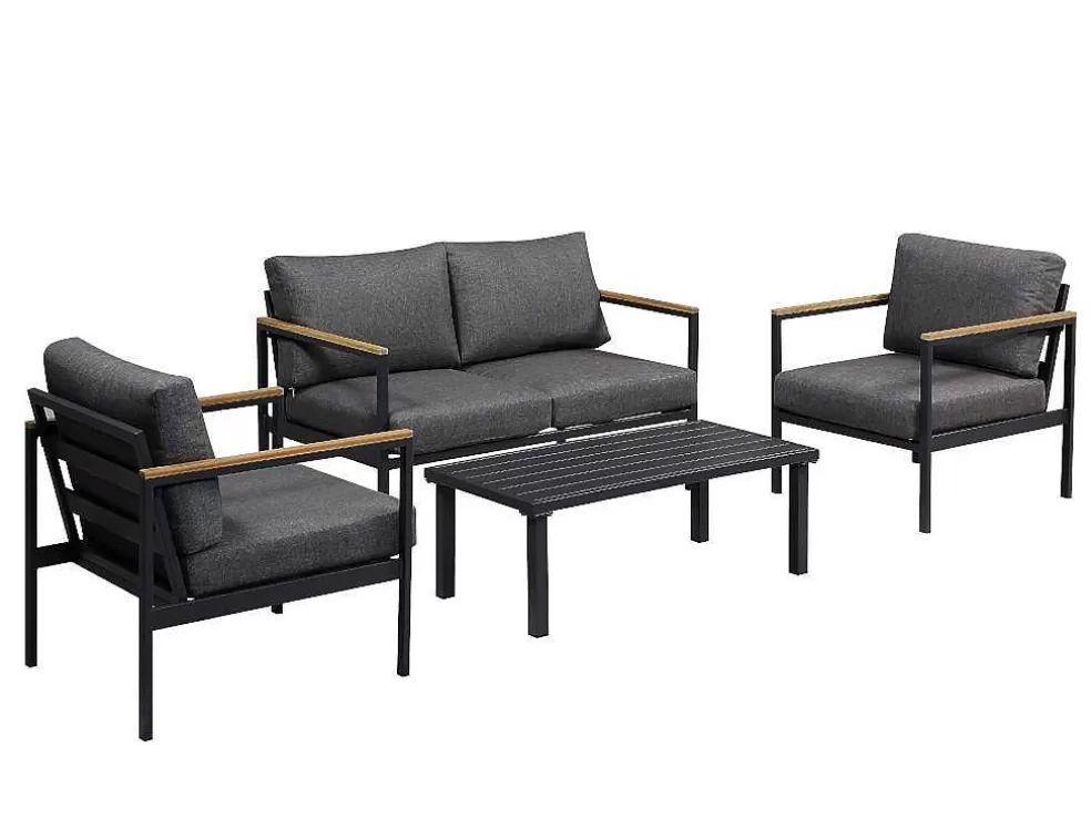 MYLIA Sala Completa De Jardim Em Aluminio: Um Sofá De 2 Lugares, Duas Cadeiras E Uma Mesa De Centro - Vairao De * Conjunto Relax De Jardim