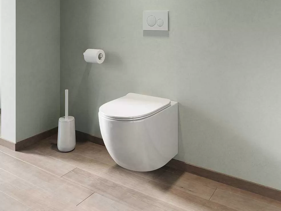 Vente-unique Sanita Suspensa Branco Brilhante Com Estrutura De Suporte E Placa De Descarga - Javoine* Sanita Suspensa