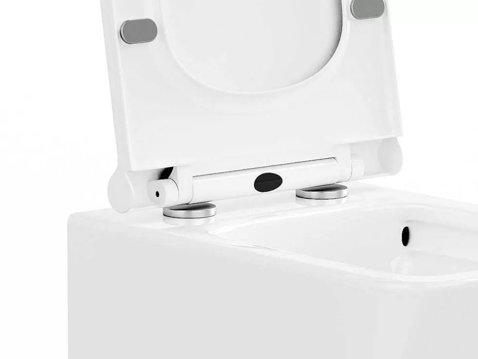 Vente-unique Sanita Suspensa Branco Com Estrutura De Suporte E Placa De Descarga Cromado Oval - Clemona* Sanita Suspensa