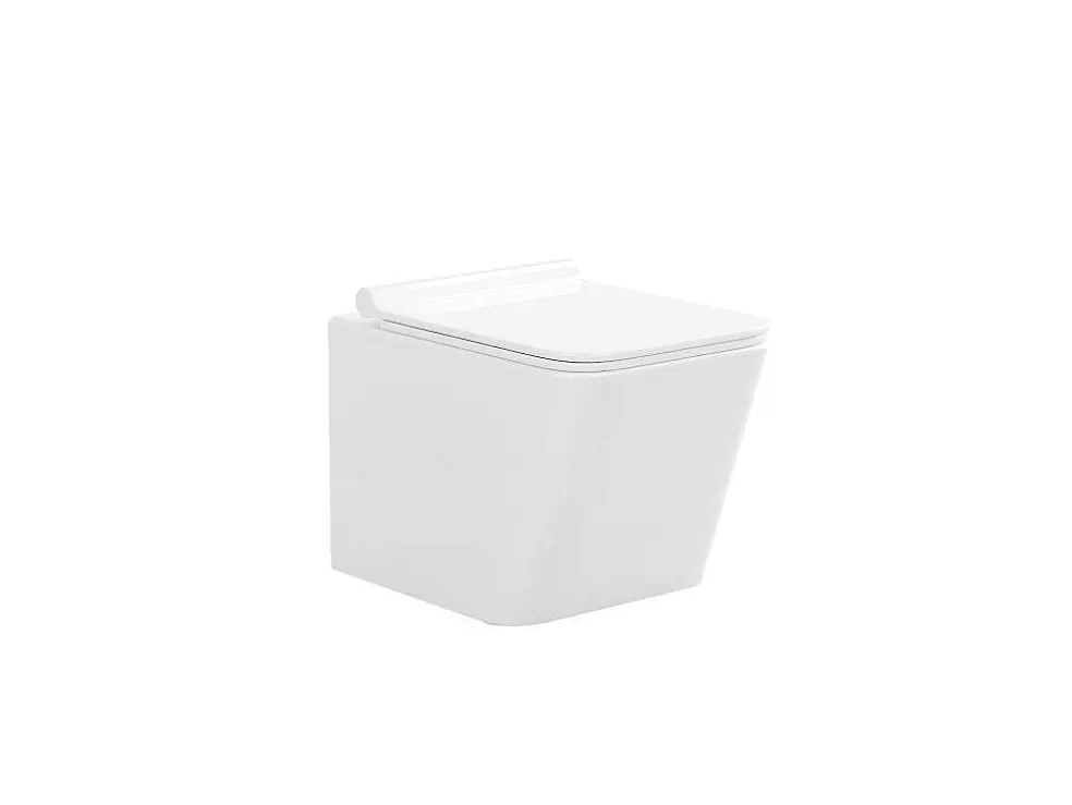 Vente-unique Sanita Suspensa Branco Com Estrutura De Suporte E Placa De Descarga Cromado Oval - Clemona* Sanita Suspensa