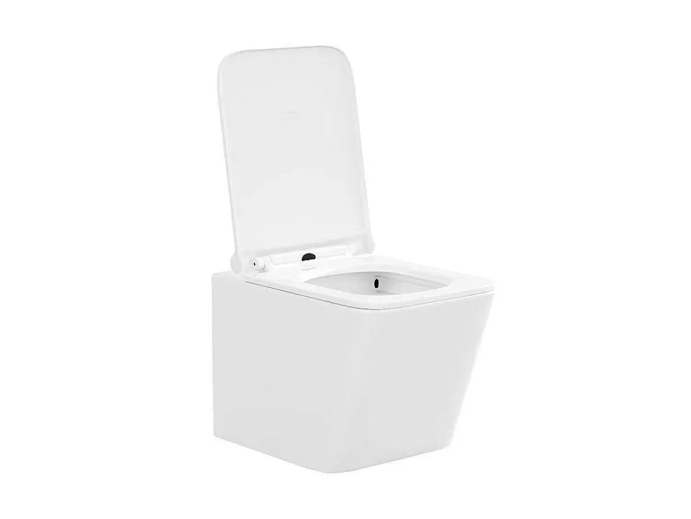 Vente-unique Sanita Suspensa Branco Com Estrutura De Suporte E Placa De Descarga Cromado Oval - Clemona* Sanita Suspensa