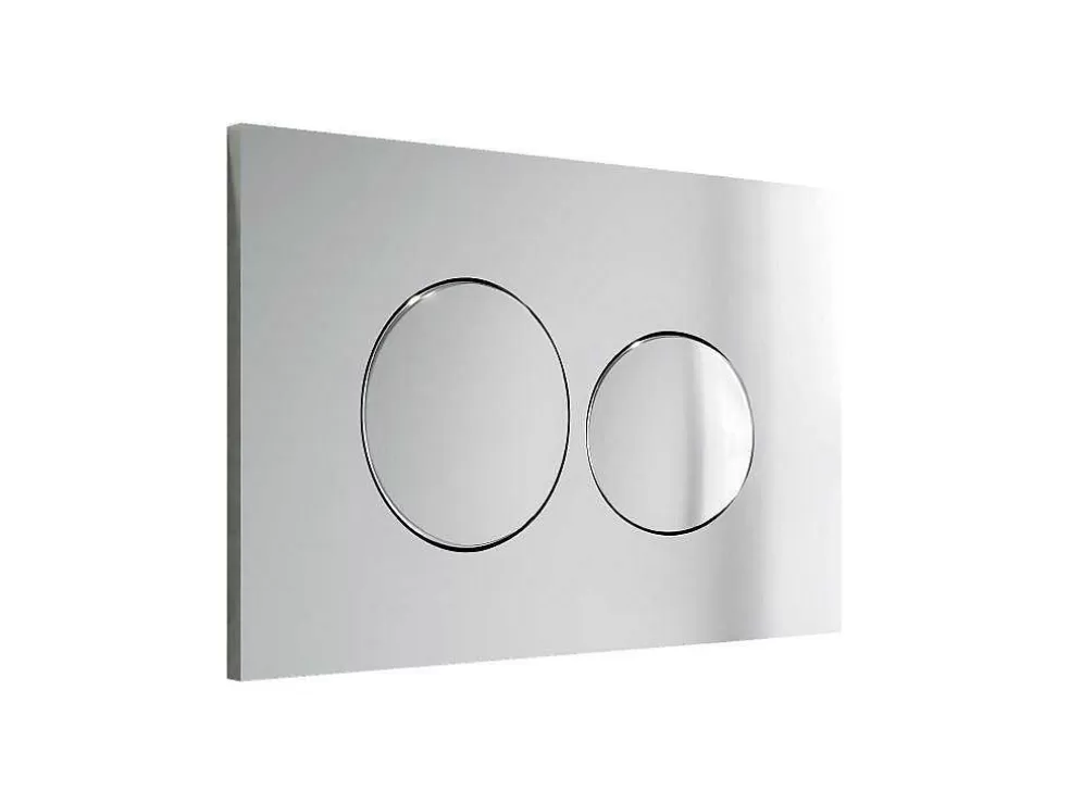 Vente-unique Sanita Suspensa Branco Com Estrutura De Suporte E Placa De Descarga Cromado Redondo - Clemona* Sanita Suspensa