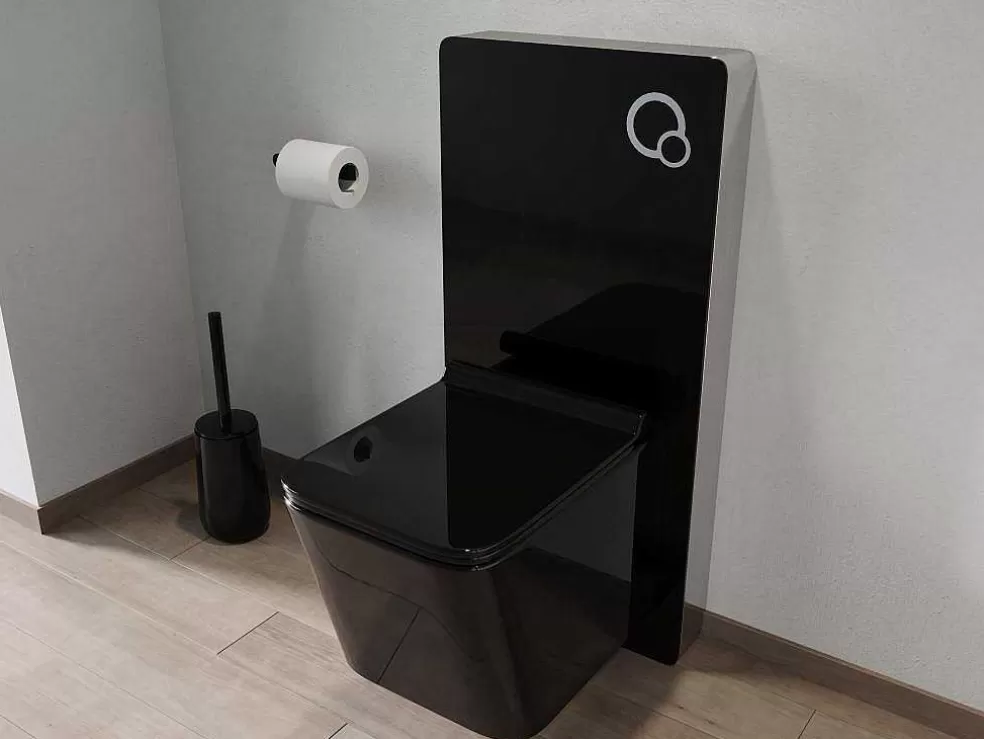 Vente-unique Sanita Suspensa Em Ceramica Preto Mate Com Estrutura De Suporte Decorativo - Clemona* Sanita Suspensa