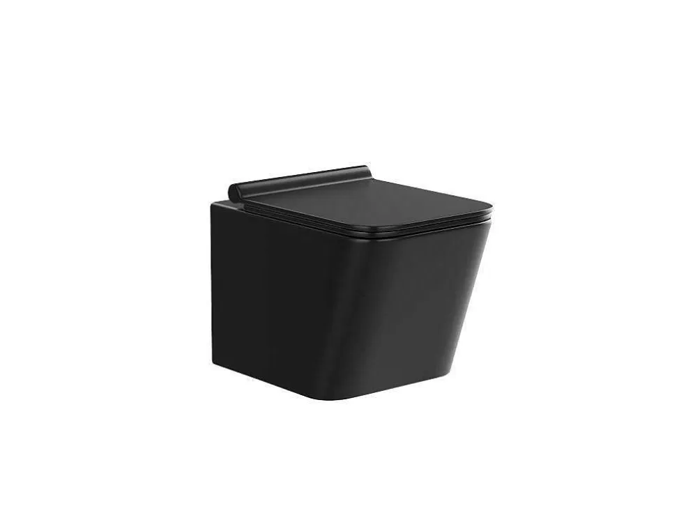 Vente-unique Sanita Suspensa Em Ceramica Preto Mate Com Estrutura De Suporte Decorativo - Clemona* Sanita Suspensa