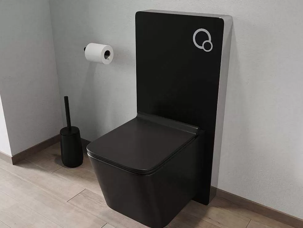 Vente-unique Sanita Suspensa Em Ceramica Preto Mate Com Estrutura De Suporte Decorativo - Clemona* Sanita Suspensa