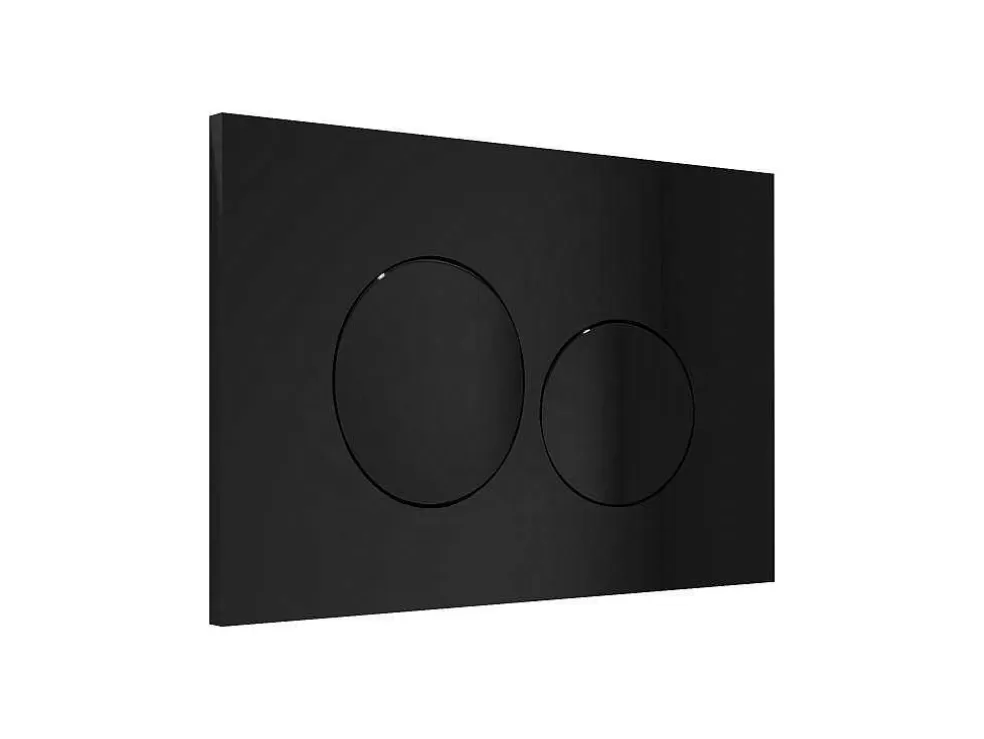Vente-unique Sanita Suspensa Em Ceramica Preto Mate Com Opcao De Estrutura De Suporte E Placa De Descarga Redonda - Clemona* Sanita Suspensa