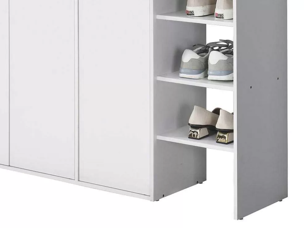 Vente-unique Sapateira Com 3 Portas E 3 Nichos Branco E Natural Claro - Skaido* Sapateira