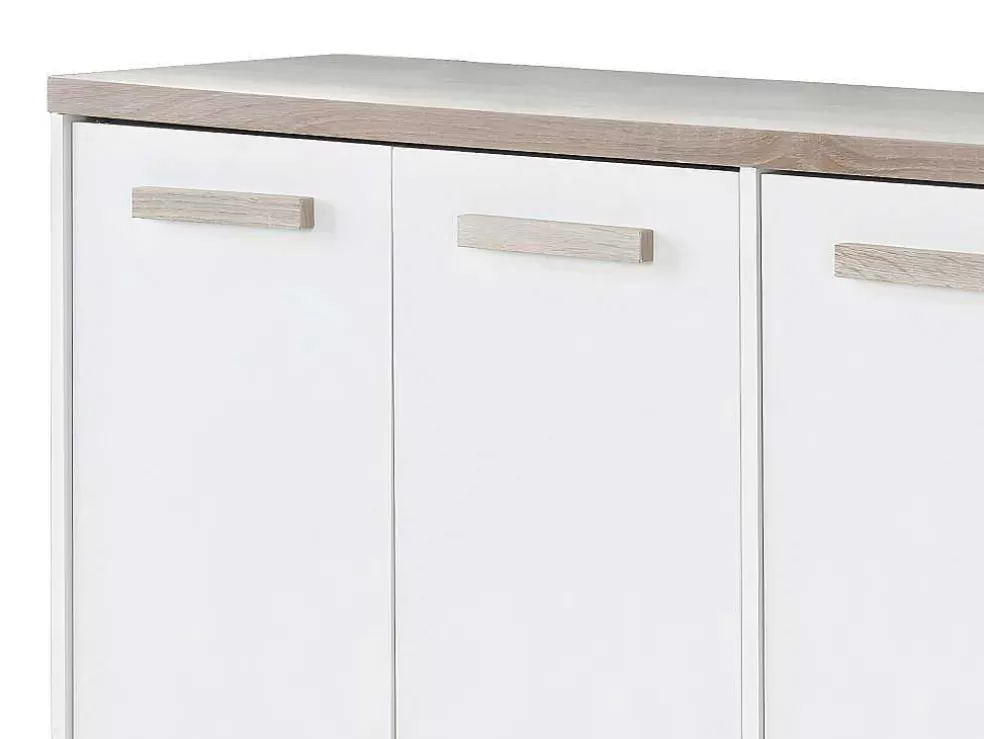Vente-unique Sapateira Com 3 Portas E 3 Nichos Branco E Natural Claro - Skaido* Sapateira