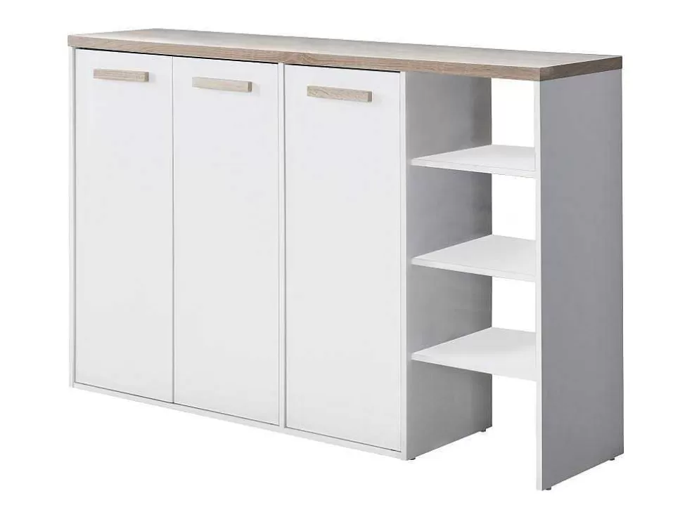 Vente-unique Sapateira Com 3 Portas E 3 Nichos Branco E Natural Claro - Skaido* Sapateira