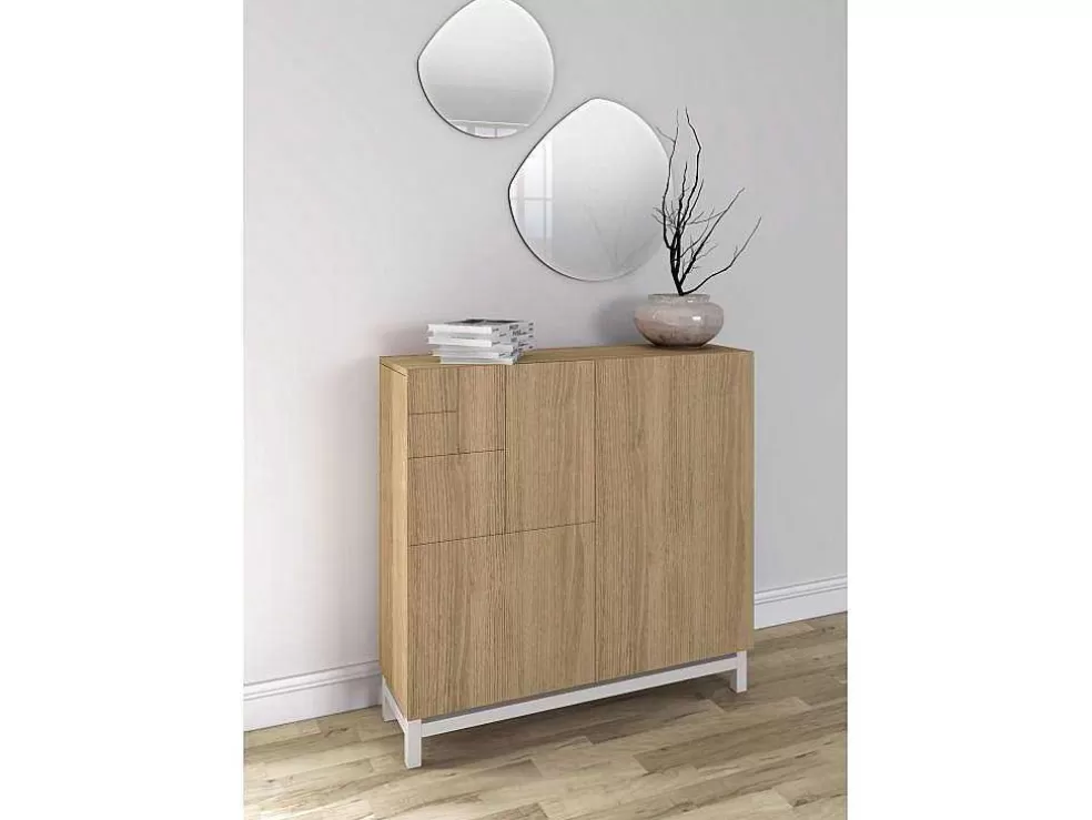 Herdasa Sapateiro/Móvel Organização - H90Cm X L90Cm X P27Cm Carvalho Dourado Pernas Branco - Copenhague* Sapateira