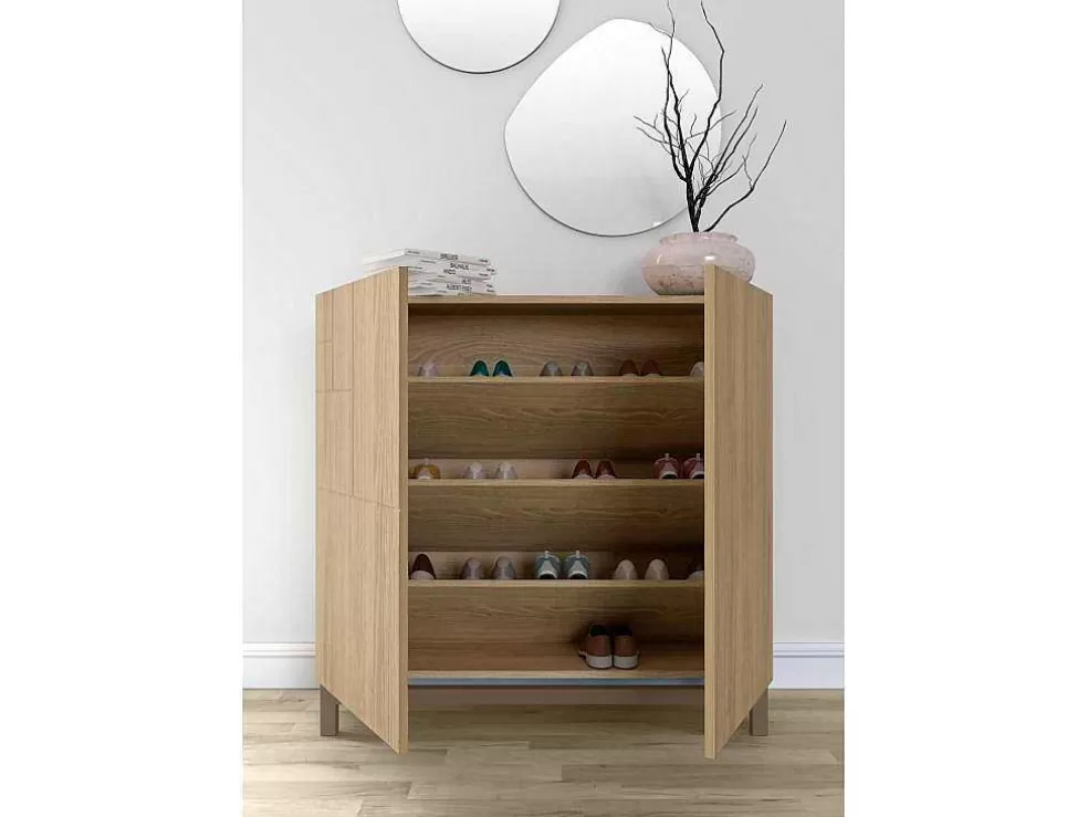 Herdasa Sapateiro/Móvel Organização - H90Cm X L90Cm X P27Cm Carvalho Dourado Pernas Moca - Copenhague* Sapateira