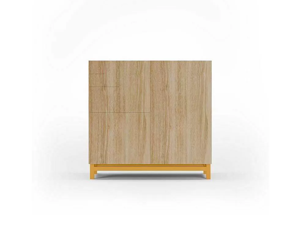Herdasa Sapateiro/Móvel Organização - H90Cm X L90Cm X P27Cm Carvalho Dourado Pernas Mostarda - Copenhague* Sapateira