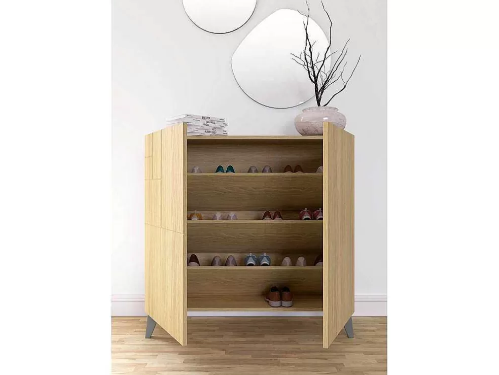Herdasa Sapateiro/Móvel Organização - H87Cm X L90Cm X P27Cm Chene Dore Pernas Cinza Bergen* Sapateira