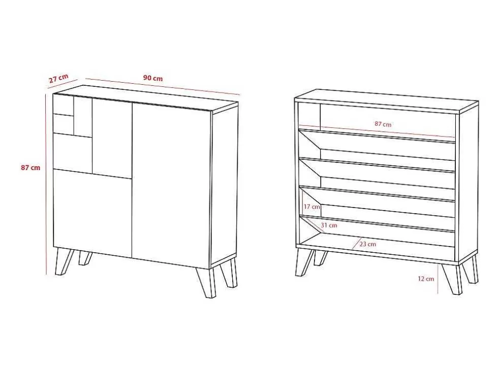 Herdasa Sapateiro/Móvel Organização - H87Cm X L90Cm X P27Cm Chene Dore Pernas Mostarda Bergen* Sapateira