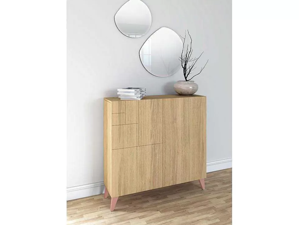Herdasa Sapateiro/Móvel Organização - H87Cm X L90Cm X P27Cm Chene Dore Pernas Rose Bergen* Sapateira