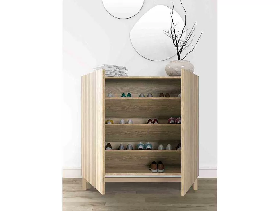 Herdasa Sapateiro/Móvel Organização - H90Cm X L90Cm X P27Cm Chene Portas Serrado - Hanko* Sapateira