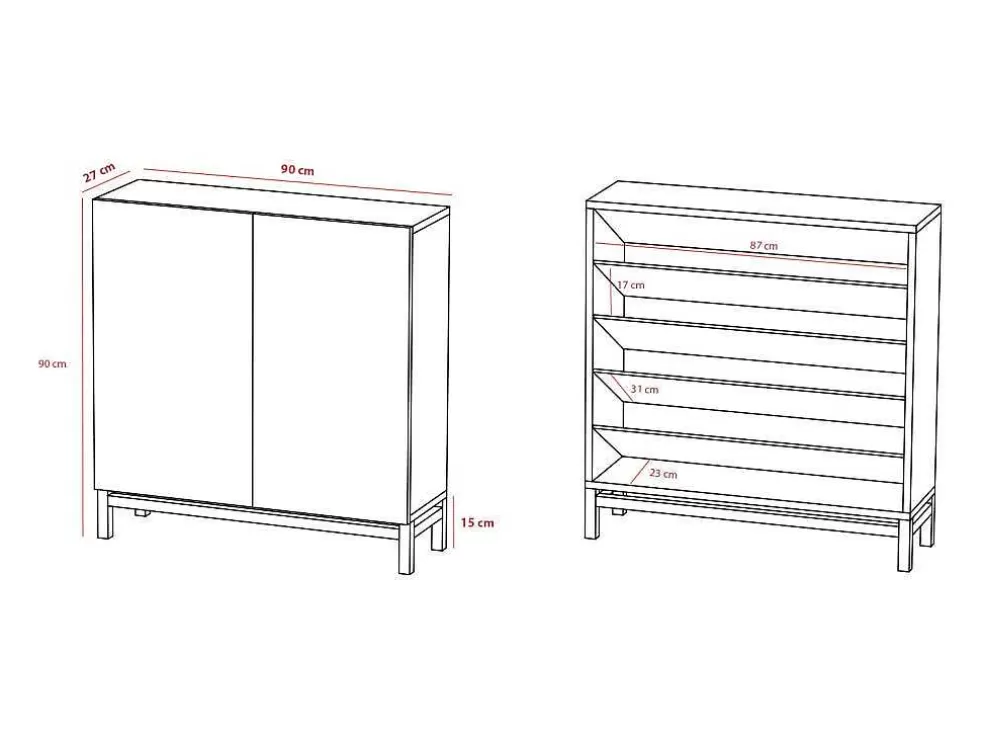 Herdasa Sapateiro/Móvel Organização - H90Cm X L90Cm X P27Cm Chene Portas Serrado - Hanko* Sapateira
