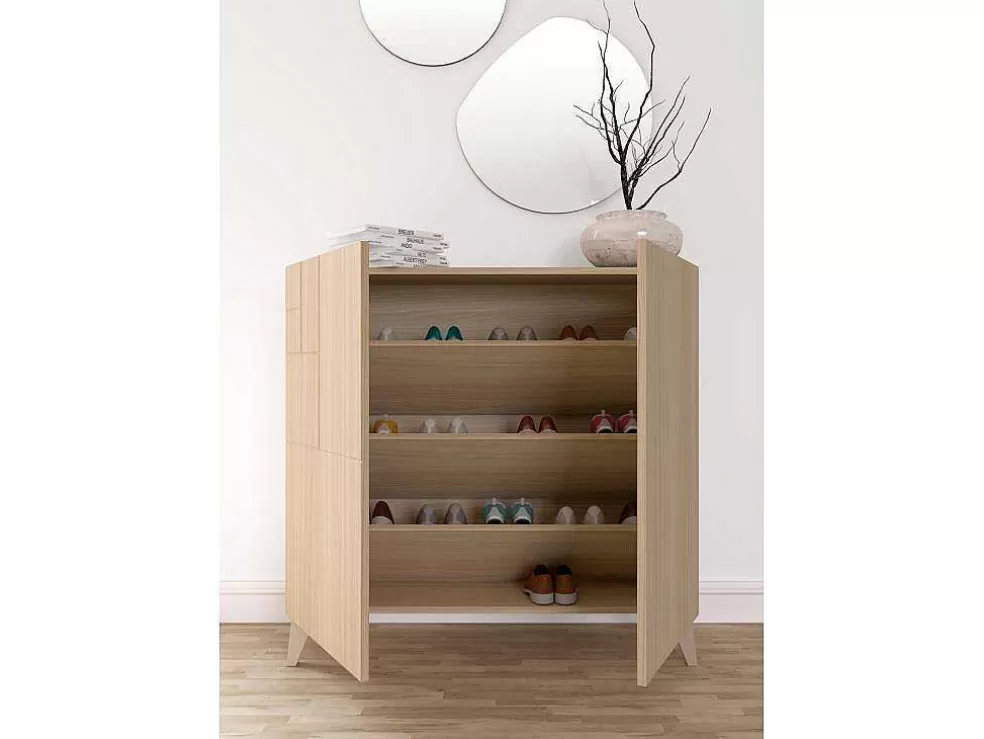 Herdasa Sapateiro/Móvel Organização - H87Cm X L90Cm X P27Cm Nogueira Clara - Bergen* Sapateira